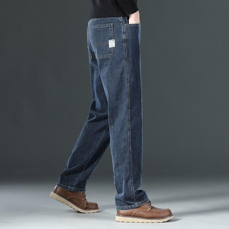 New Stretch Jeans Men's Spring and Autumn Loose Straight-leg Pants Summer Casual Large Size Middle-aged and Young Men's Trousers