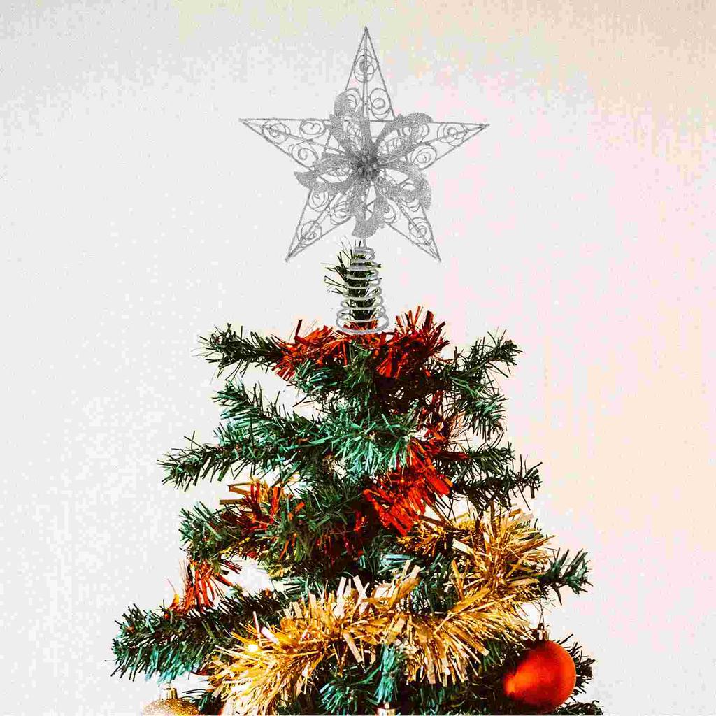 Christmas Tree Top Star Decoration Topper Adornment Wrought Iron Ornament Party