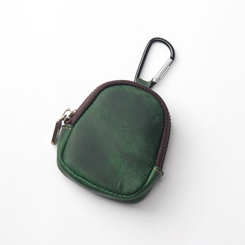 Retro Coin Bag Crazy Horse Leather Small Coins Keys Holder Zipper Pouches Bluetooth Earphone Storage Bags