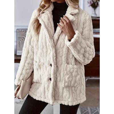 Women's Fashion Winter Coats Double Sided Plush Water Ripple Button Cardigan Pocket Lapel Casual Tops Jacket for Women