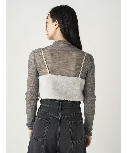 FRAY I.D. Women's Eco-Fur Lame Camisole Bustier FWFB244219 SLV