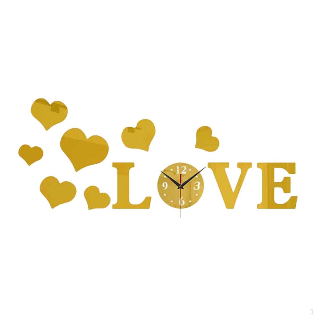 Liebesherz Wanduhr Aufkleber DIY Abziehbild Dekorativ Praktisch Robust Leise Heimdeko für