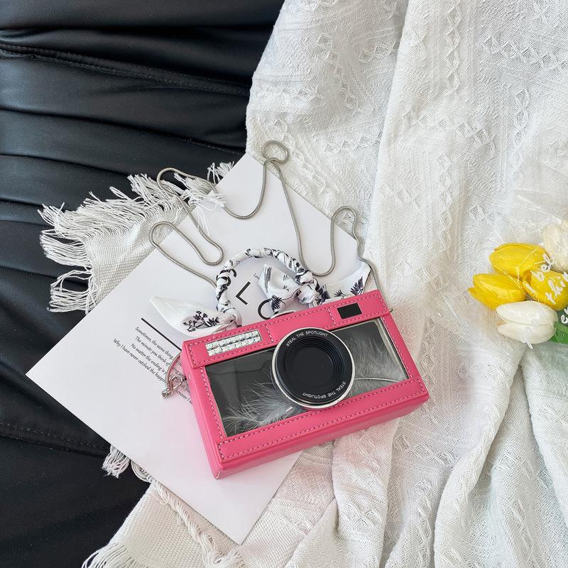 

2024 нова мода особистість прозора сумка для камери ретро проста нішева дизайнерська ланцюжок на одне плече кросбоді маленька квадратна сумка рожевий