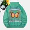 Neurodiversity Is Beautiful Washed Hoodies Women Butterfly Print Cotton Tops Pocket Oversize Warm Clothes