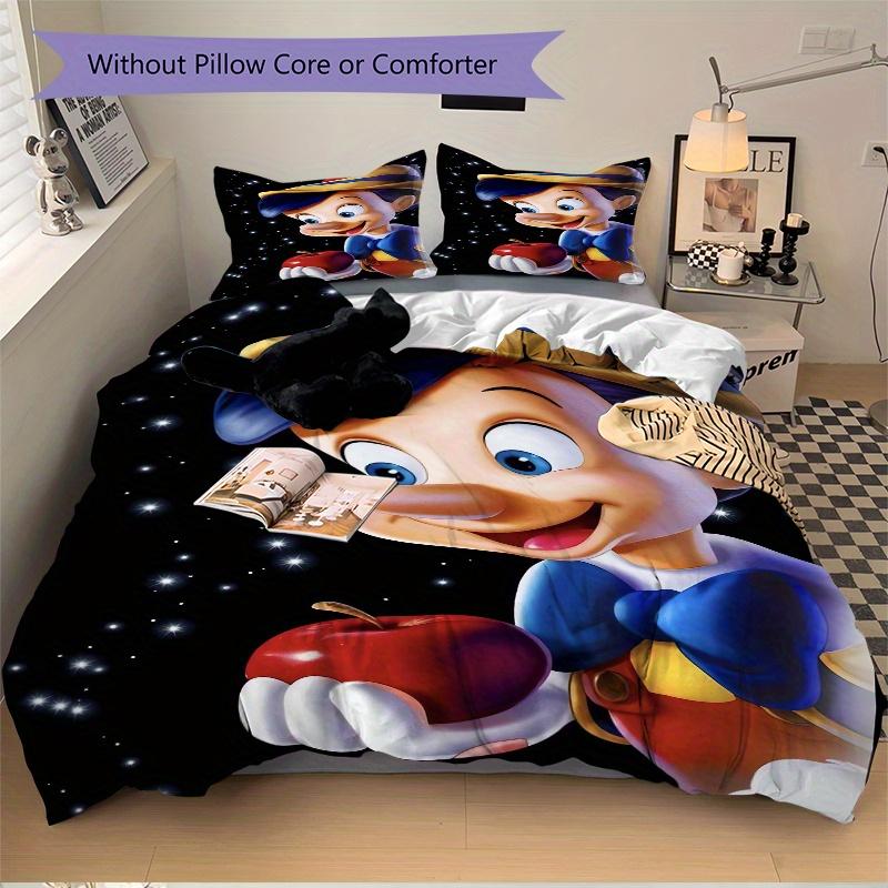 3pcs Pinocchio Character Quilt Cover Set - Soft & Comfortable Polyester Fabric, All-Season Breathable Comforter Set For 1 Quilt Cover & 2 Pillowc