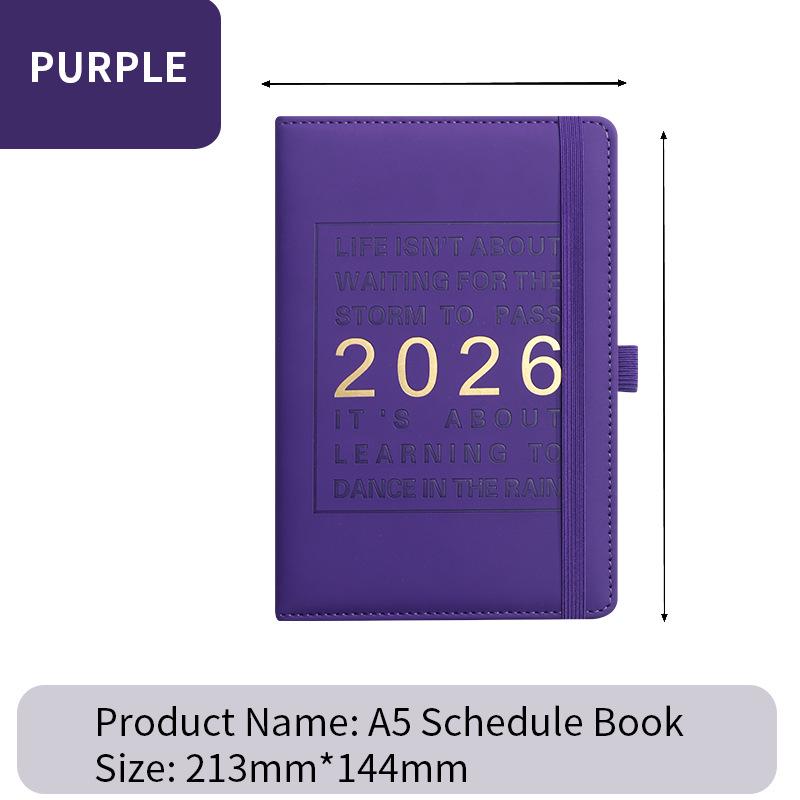 2026 A5 Englischer Jahresplaner mit Gummiband - Kreatives Notizbuch