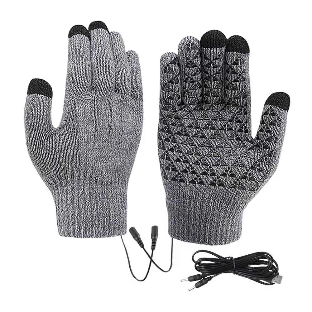 

Winter USB Heated Knitted Warm Gloves for Men (no Battery), Touch Screen Anti Slip Gloves, Outdoor Motorcycle Riding Gloves сірий