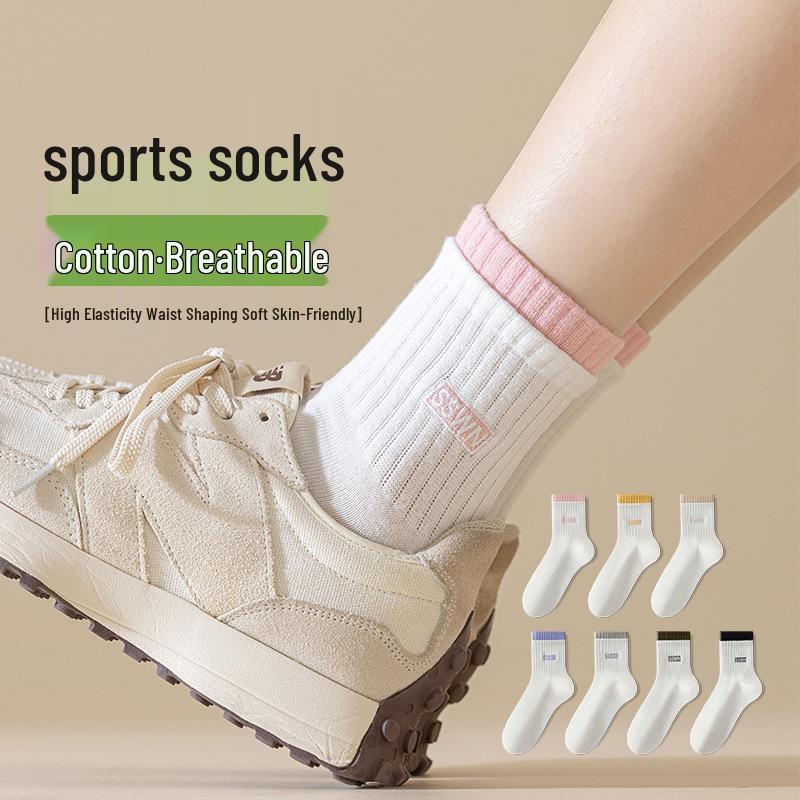

Women s Pure Cotton Scrunched Long Socks - Casual, Sweat-Absorbent, Odor-Resistant for Running and Sports Simple Packaging [Each Pair with Aluminum Buckle] розовый