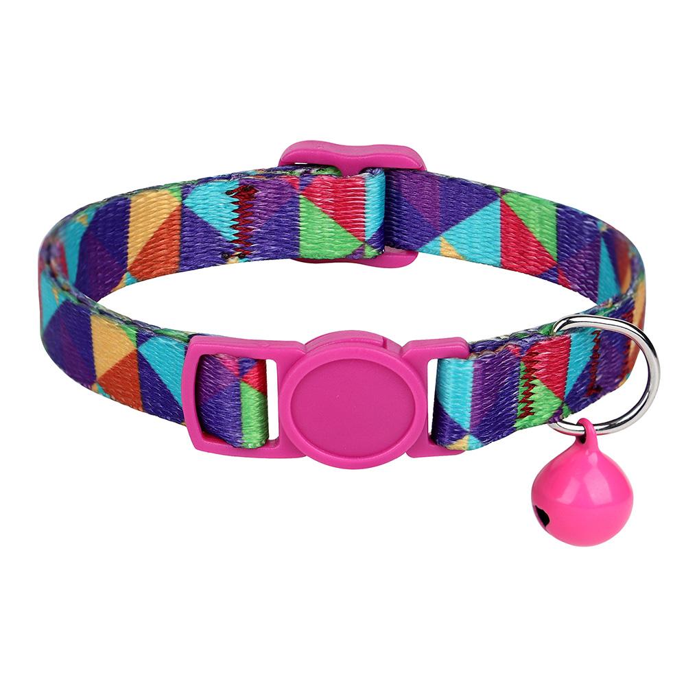 Nylon Cat Collar Quick Release Cat Collars Safety Kitten Puppy Collars Print Necklace With Bell Adjustable Cats Accessories