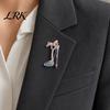 Statement Pin Brooch Pin, High Heels Bow Shape Lapel with Women Sparkling Rhinestones, Badge for Suits Coats Bags Accessories
