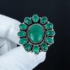Smaragd, Ring med grön onyx-ädelsten, 925 sterlingsilverring, Gåva till henne, Oval sten, Elegant handgjord ring, Silverring med grön onyx-blomma