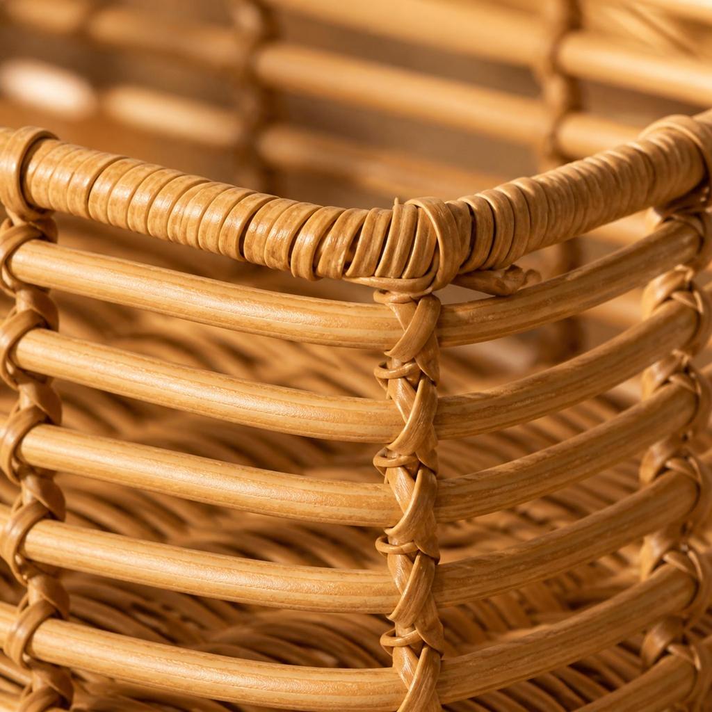 PE Rattan-Style Storage Basket Decorative Rectangular Woven Organizer Easy To