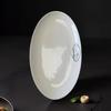 SIFAR 16-inch Oval Ceramic Fish Plate with Blue Rim