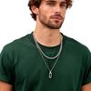 Stylish Geometry Layering Necklaces for Men Women,Silver Color Stainless Steel Rectangle Pendant Neacklace,Birthday Patry Gift