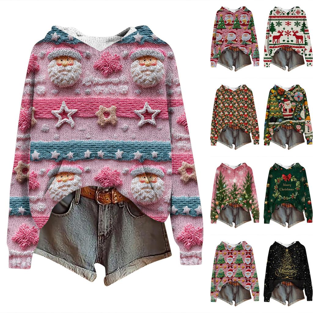 Dámské mikiny Pletený svetr Roztomilé tričko Podzimní pulovr Mikina s kapucí