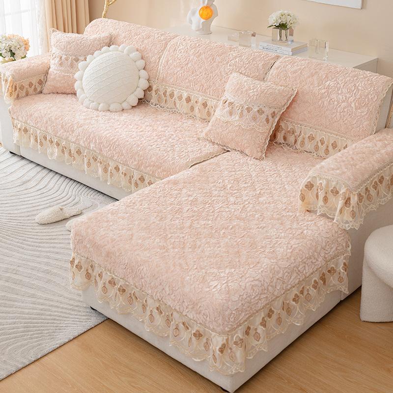 Plush Sofa Cushion Winter Simple Modern Non-Slip Cushion Backrest Towel Winter Thickened Sofa Cover Slipcover Universal