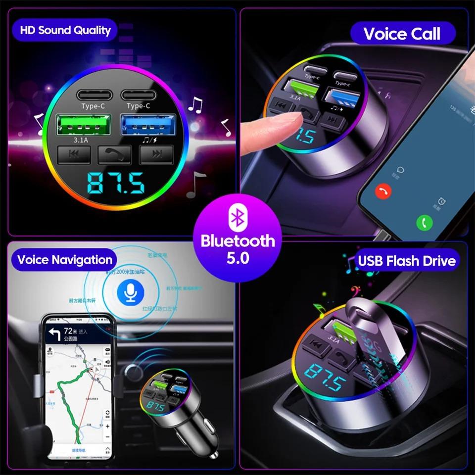 Bluetooth 5.0 Car FM Transmitter MP3 Modulator Player Hands-free Car Kit PD 20W QC 3.0 Fast Charger Adapter Audio Receiver