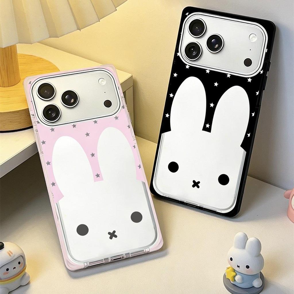 Miffy Rabbit Crystal Square Phone Case for iPhone 15/16/17 Pro Max - Anti-fall Design