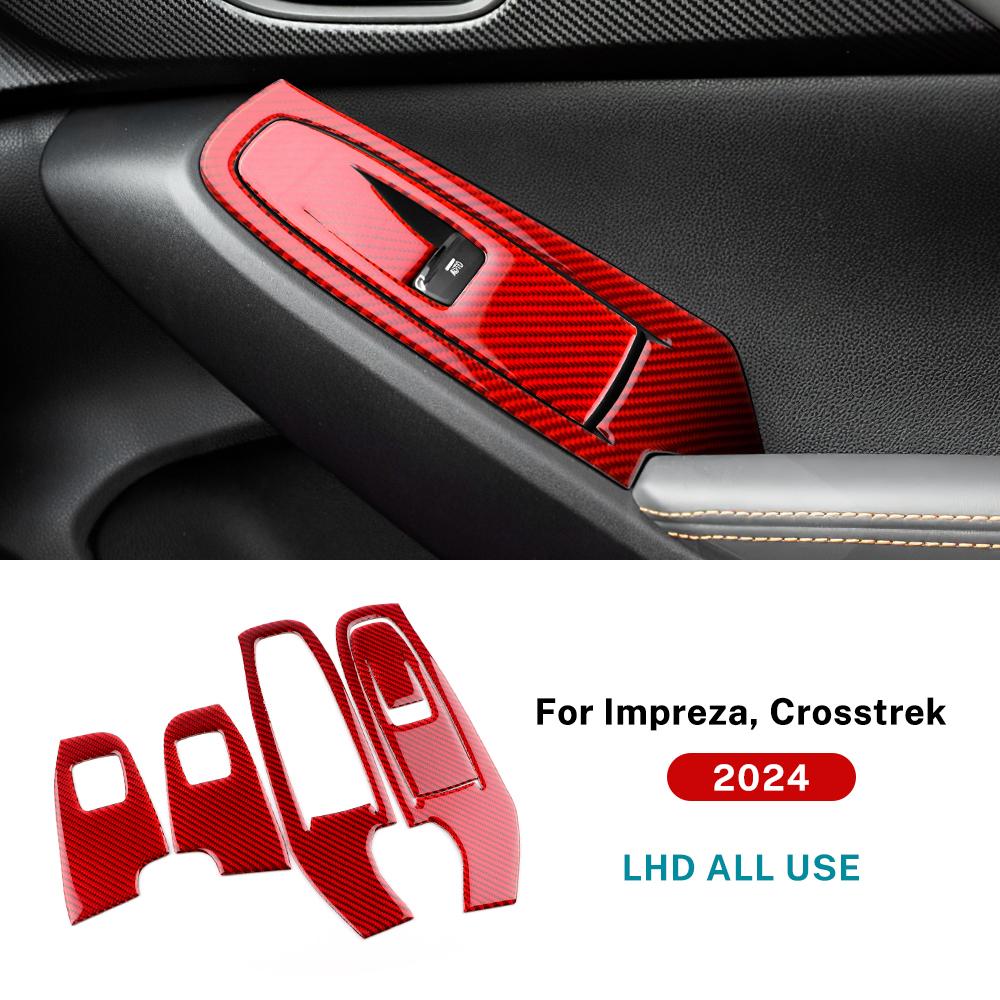 Real Soft Carbon Fiber Sticker For Subaru Crosstrek Impreza 2024 2025 2026 Car Door Window Button Frame Interior Accessories