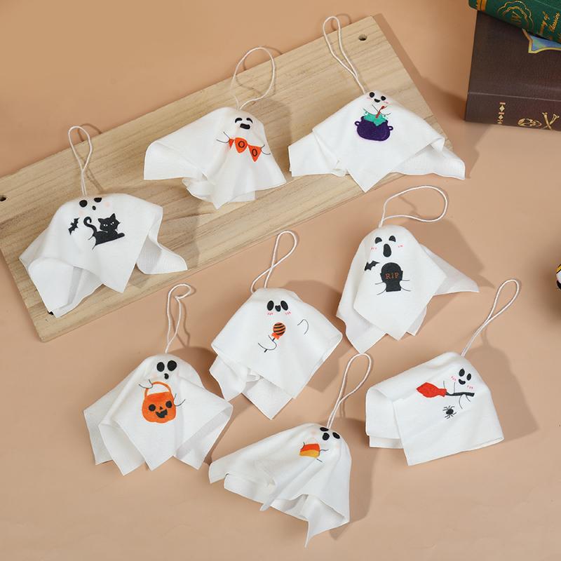8Pcs Halloween Hanging Ghost Puppet Cute Polyester Ghost Ornament Halloween Party Home Indoor Outdoor Decoration Haunted House