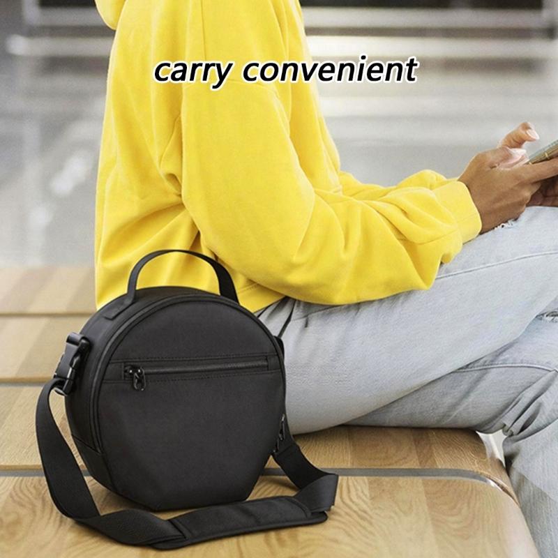 Headphone Carrying Case Organiser Bag with Zippered Pocket for Charging Cable Accessories Storage Black