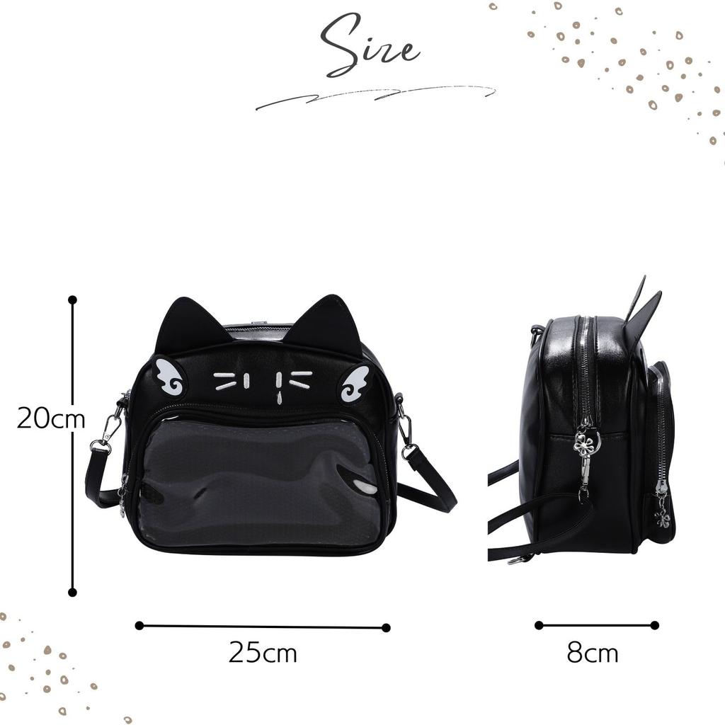 Harujio Ita Bag Schulter Katze Oshikatsu Schwarz und Plüsch Beliebte Tasche Tasche, Design, Klein, Mini, Tasche, Katzenförmig, Weiß, Spielzeug, Beutel, Niedlich, Stilvoll,