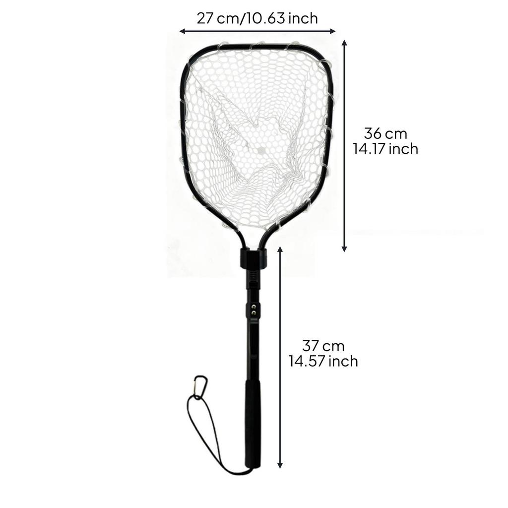 Folding Fishing Landing Net Sturdy Silicone Mesh Strong