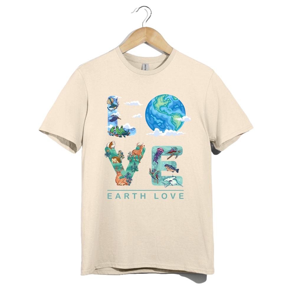 

Earth Love Tshirt Unisex Save the Planet Nature Eco Animal Wildlife Graphic Gift L