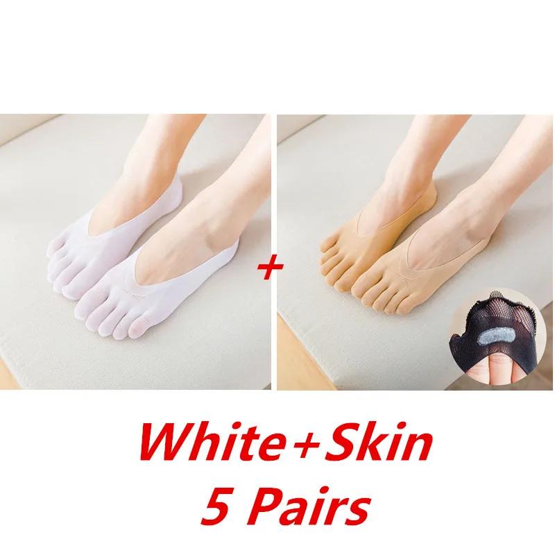 1/3/5 Pairs/Lot Women Summer Five-Finger Socks Ultrathin Funny Toe Invisible Boat Sokken Silicone Breathable Short Low Ankle Sox