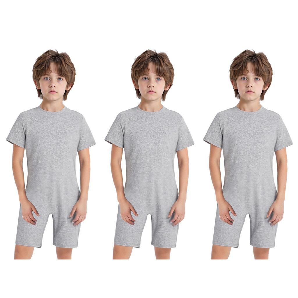 3 Stuks Jongens Adaptieve Bodysuit Speciale Behoeften Makkelijk Aan te Trekken Verborgen Rits op de Rug Korte Mouwen Jumpsuit