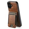 SUTENI H03 For iPhone 16 Case Card Holder Waxy Texture Leather+TPU Phone Cover