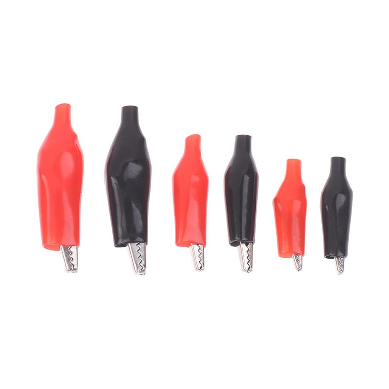 12Pcs 25/35/45Mm Metal Alligator Clip Crocodile Electrical Clamp Testing Probe Meter Black Red With Protective Insulation Cover