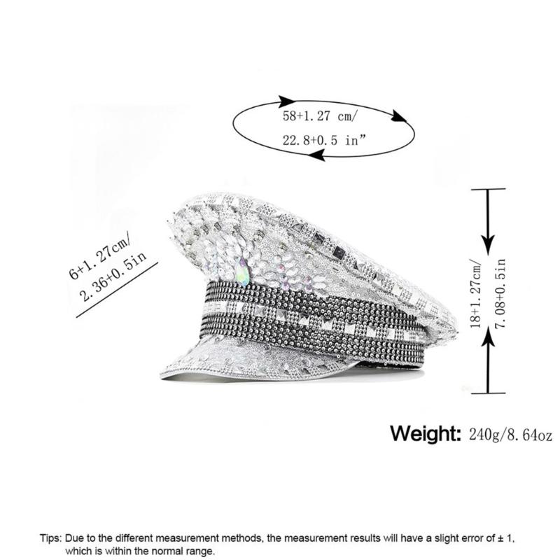 Gold Strass Kapitänsmütze für Hochzeit Mode Hut mit breiter Krempe Karneval Partyhut Damen Braut Fedora Hut Rollenspielhut