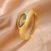 Glossy Inlaid Horse Eye Shape Colored Zircon Ladies Ring-Valentine's Day Gift-non-fading-not Sensitive