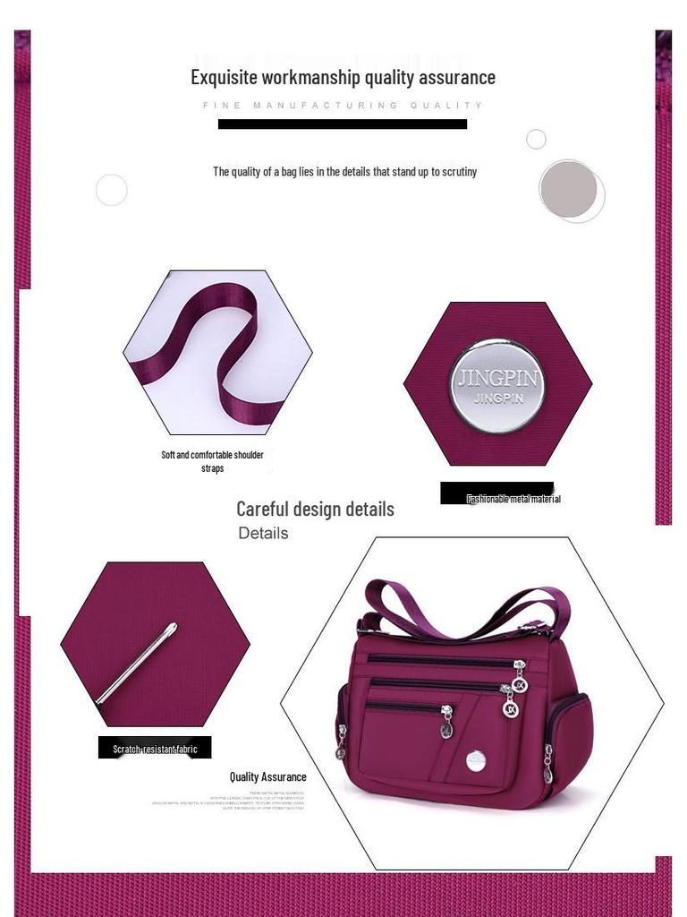 Korean Style Nylon Multi-Compartment Women's Casual Crossbody Bag with Large Capacity