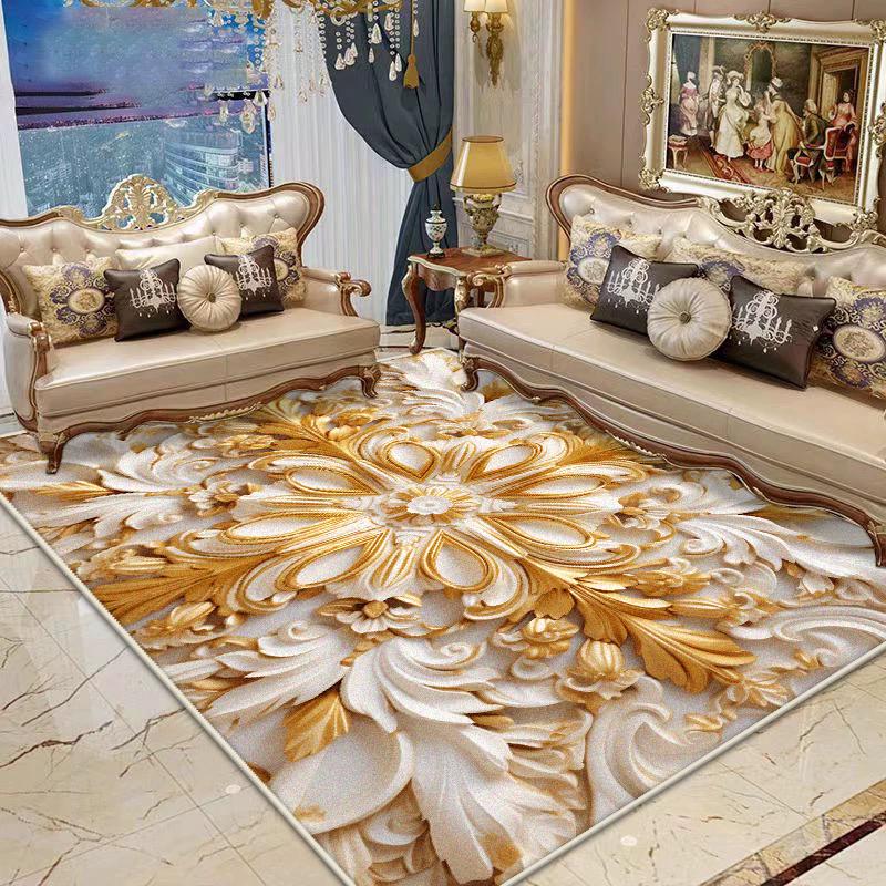 European Style Large Living Room Rugs Luxury Decor Home Bedroom Fluffy Plush Carpet Dining Room Washable Antiskid Soft Mat Floor