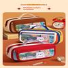 Large Capacity Transparent Pencil Case Cute Cartoon Bear Holds 40 Pens For Students School Use
