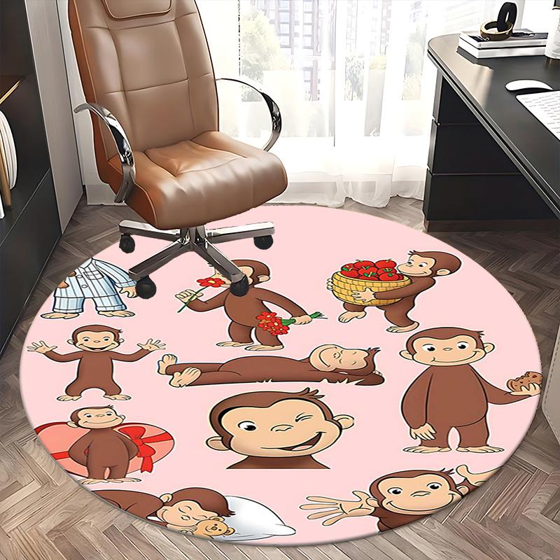 Curious George,Monkey Character Chair mat Round Rug Office carpet, Non slip, Suitable for Living Rooms, Bedrooms Decor 1205525a