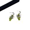 Mori Style Silver Needle Floral Glass Grape Tassel Earrings – Elegant High-End Design