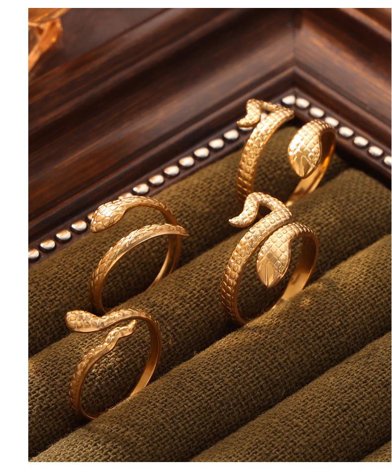 Trendy Openable Gold Snake Shape Titanium Steel Couple Ring - Non-fading, Light Luxury, French Retro Style