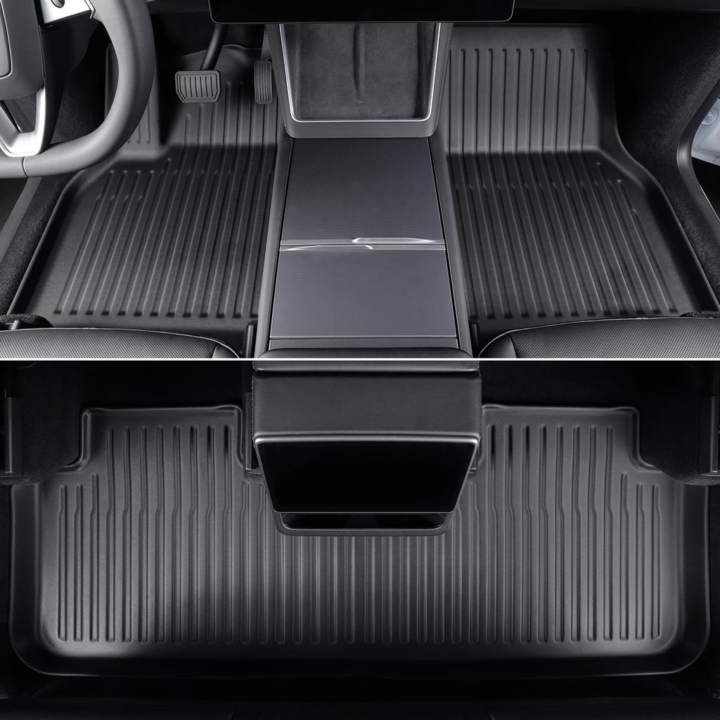 For Tesla Model Y 5seats Launch 2025+ Juniper Car Floor Mats TPE Foot Mat With Door Sill Protective Cover Black