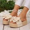 Fashion Shoes Female 2025 New Open Toe Women's Slippers Fashion Outdoor Butterfly-knot Summer Rivet Best Seller Solid Platform Slippers