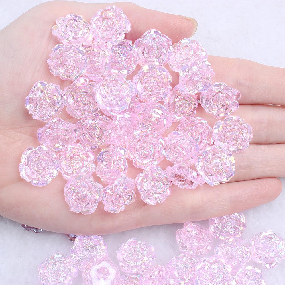 Solid Color Resin Rose Pearl Stickers for DIY Phone & Jewelry Accessories