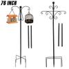 Double Shepherd Hooks 76inch Metal Bird Feeder Pole with 5 Prongs Base Adjustable Shepherd Crook Garden Hooks for Outdoor Decor