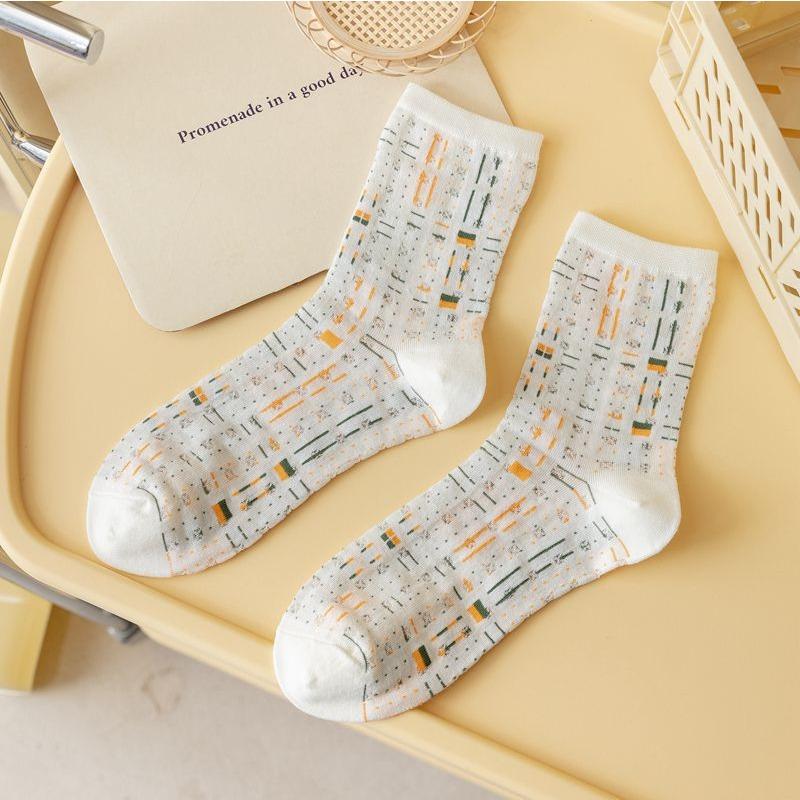 

Female Summer Thin Sweet Leisure All Kinds of Mesh Breathable in Tube Socks 1 pair