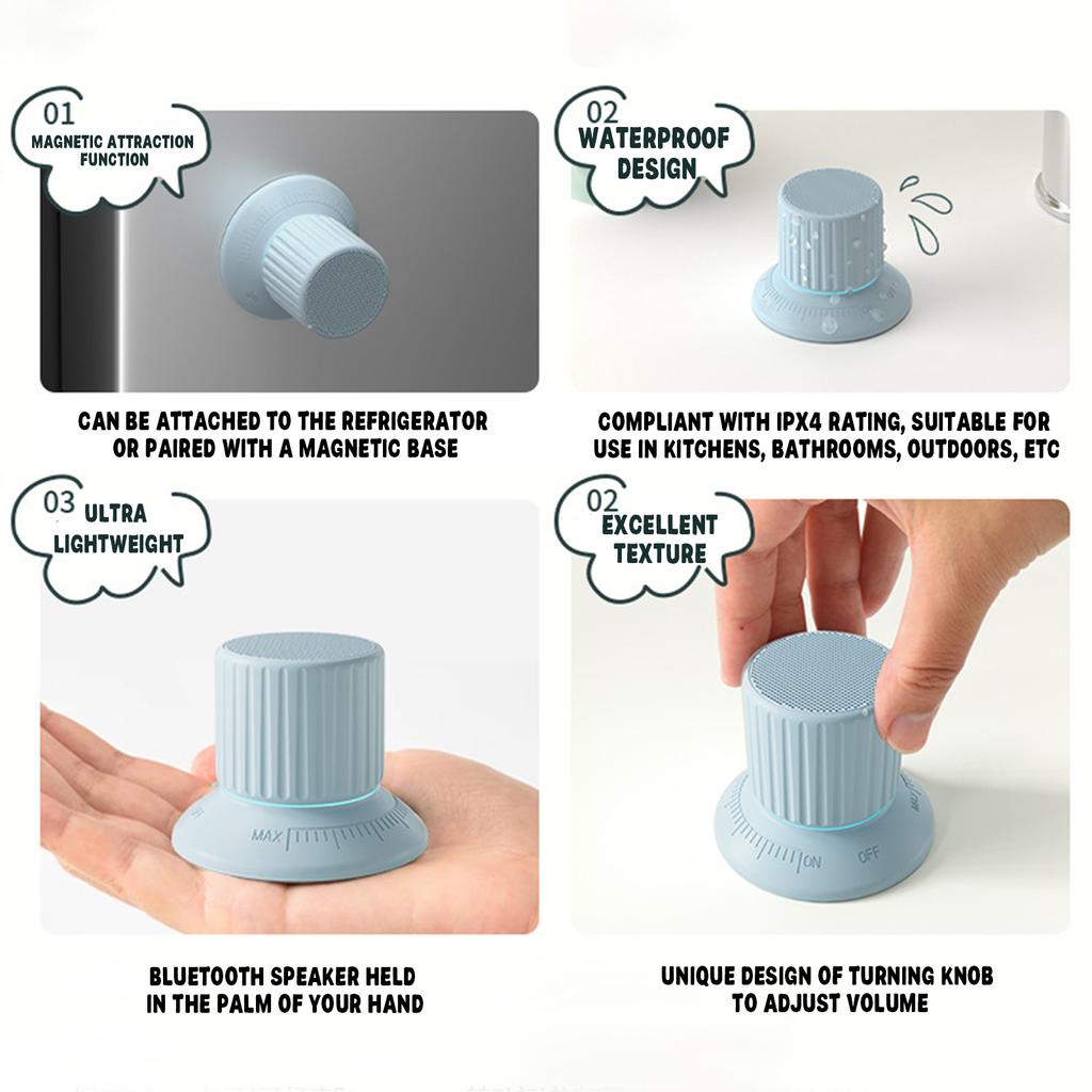 Magnetic Water Proof Bluetooth Speaker With Lighting,small Wireless Speaker ,volume Knob & 360° Sound. Portable For Home, Outdoors & Bathroom