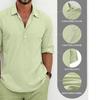 Spring and Summer Men's Solid Color Lapel Shirt Casual Fashion Long-sleeved Shirt Top