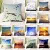 Seagull Beach Sunset Scenery Print Pattern Cushion Cover Home Living Room Sofa Decoration Waist Cushion Pillow Pillow Cover