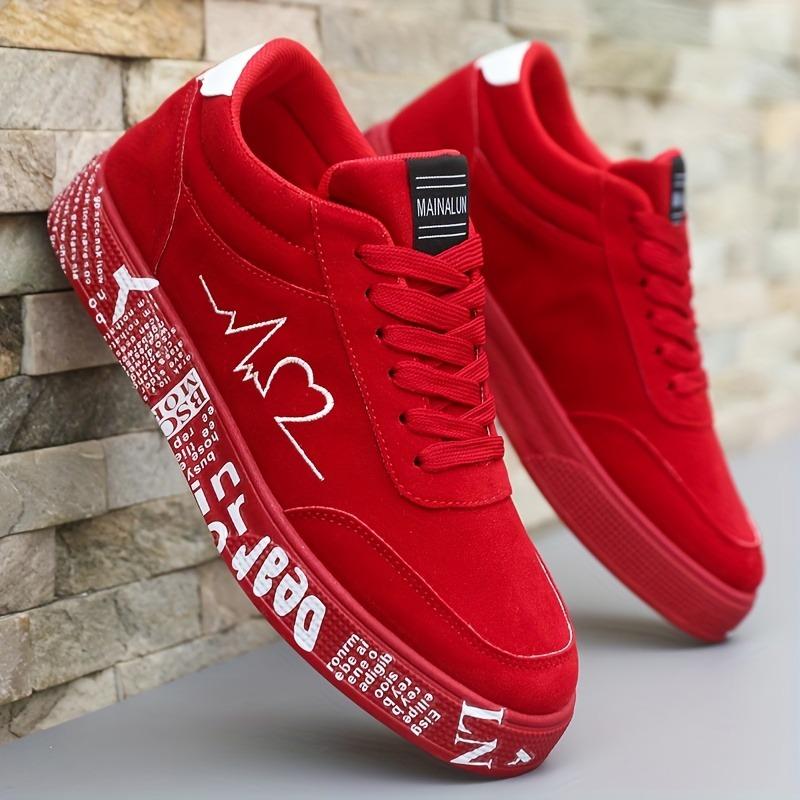 Fashion Men's Vulcanized Sneakers Male Lace-up Casual Shoes Breathable al Canvas Red Black Lover Shoes Graffiti Flats