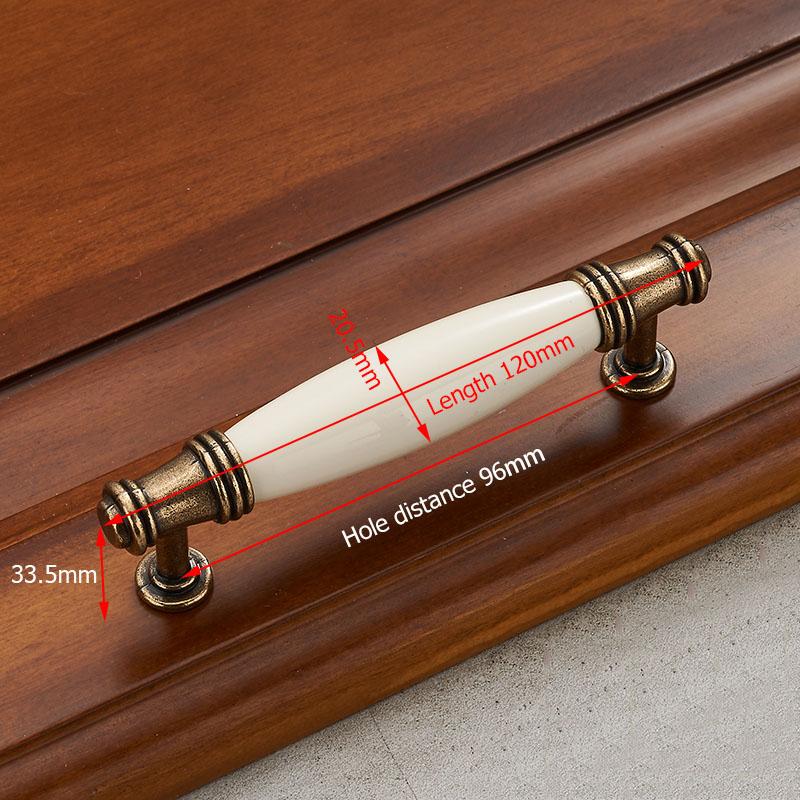 KAK Antique Bronze Ceramic White Cabinet Handles Zinc Alloy Drawer knobs Wardrobe Door Handle Simple European Furniture Hardware
